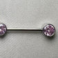 Nipple Barbell With Bezel Set CZ Ends