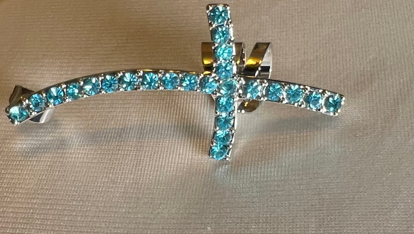 Cross Gem Paved Ear Cuff