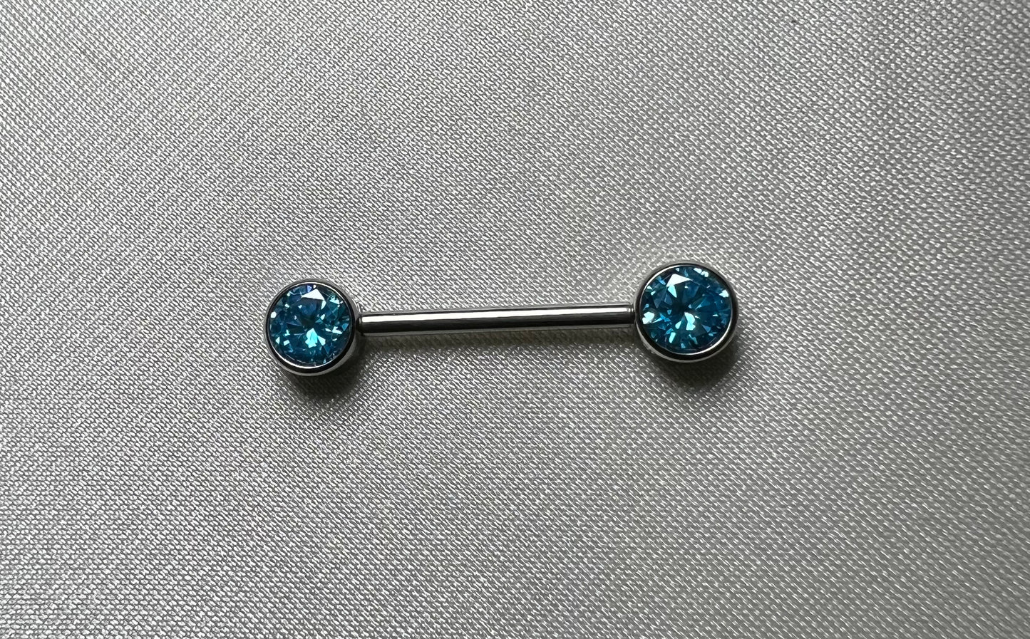 Nipple Barbell With Bezel Set CZ Ends